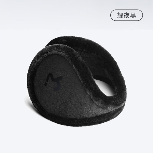 Di Shulan's new thickened plush warm earmuffs for winter men's ear protection and ear warmers solid color student anti-cold back-worn earmuffs plus velvet style - Yao Ye Black