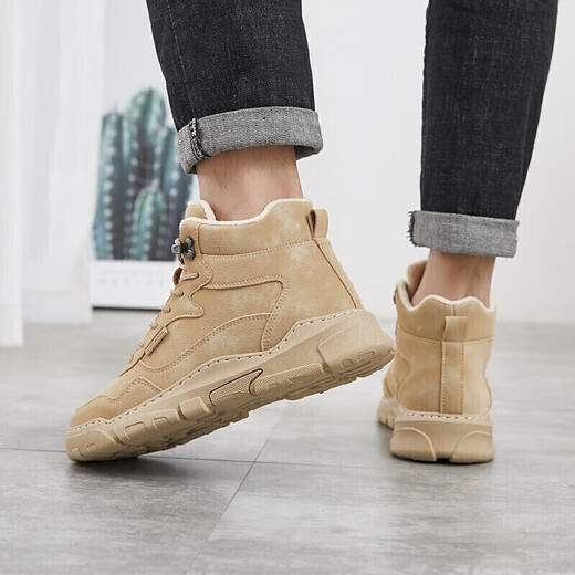 Warrior cotton shoes for men, thickened velvet, warm Martin boots, casual snow boots WXP(WZ)-0167 Khaki 42