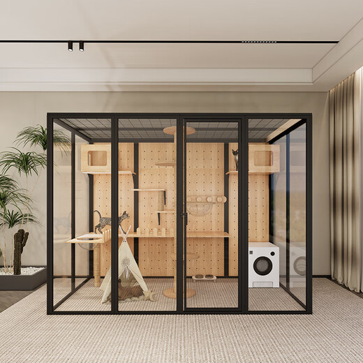 Panoramic Cat Villa Cat House Home Cat Cage Large Indoor Cat Villa Cat Cabinet Luxury Glass Cat Room Customized Length 246 Depth 120 Height 183 Includes Entry Package Installation