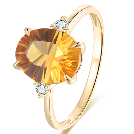 Tingliang 18k gold diamond citrine ring for women, natural colored gemstone ring for your lover, customized in other sizes