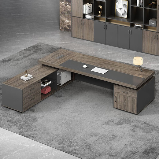 Shuxuan (SHUXUAN) new Chinese style boss desk and chair combination simple modern chairman single executive desk president manager computer desk 2.0 meters boss desk (thick version)