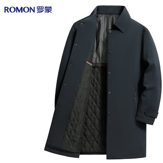 Luo Meng thickened warm mid-length windbreaker men's autumn and winter coat lapel cotton coat cotton jacket cotton coat coat top men's clothing