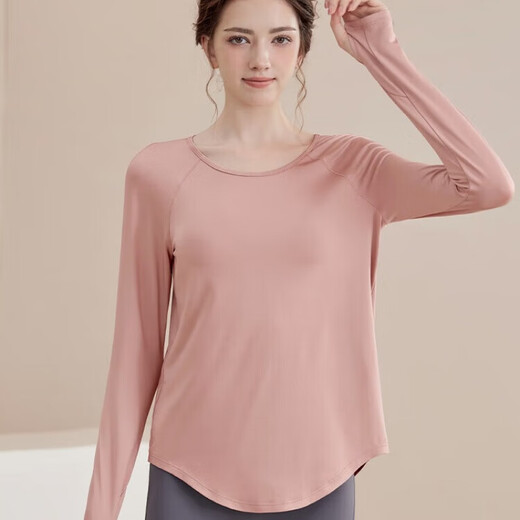 LULUUVTTOH Yoga Wear Long Sleeve Suit Women's Autumn Loose Slim Fitness Wear Pilates Sports Mesh Blouse Top Women Sunset Pink Long Sleeve Top XL