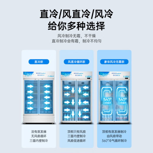 荣事达（Royalstar）饮料展示柜冷藏保鲜柜蔬菜双开门酒店商用纯风冷无霜立式玻璃门冰箱超市啤酒冷柜 728L双门【风直冷速冻】1.2米