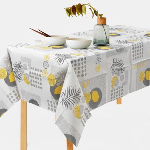 FOOJO waterproof tablecloth oil-proof tablecloth table mat tablecloth 135*180cm small lemon