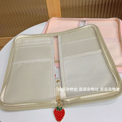 Serie de fresa linda japonesa Mifei Rabbit Hand Cuenta Bag PVC Pasaporte Transparente Bolsa Bill Bolsa de almacenamiento Rosa