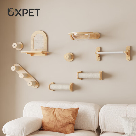 优小派（UXPET）实木猫爬架墙壁式上墙猫墙面猫跳台太空舱壁挂式吊床打孔不占地 剑麻实木吊床【熱销款】 打孔款