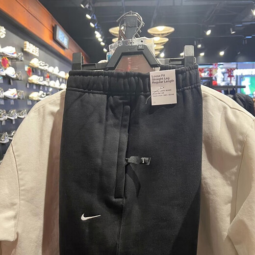 Nike (NIKE) men's pants, new summer sports pants, plus velvet warmth and tucked feet, fashionable loose and comfortable casual pants, DX1365-010/black S