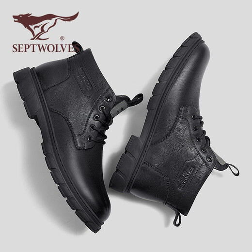 Sieben Wölfe Herrenschuhe Martin Boots Herren Sommer Neue nicht rutschfeste Kleidung-resistente High-Top-Lederschuhe Britisch-Stil BRITISCHE KOWNEHIDE OUDER OUDER AUSBEHALTSUSSUSSCHUS