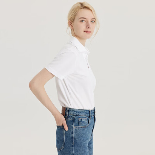 Season 5 SMART FIVE heavy double bead floor short-sleeved POLO shirt men's ice silk pure white light luxury business shirt collar daily commuting T white D757 L (weight recommended 66-75kg)