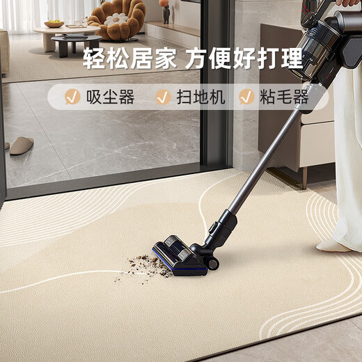 Entry door floor mat cream style entrance foot mat dirt-resistant pvc leather free washable and anti-slip door carpet Musan A15925 120*160cm [No damage after long-term stepping, thick and durable]