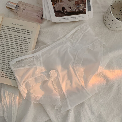 LangSha (LangSha) Pure Lace Panties for Girls Sexy Thin Mid-waist Breathable 3 Valentine's Day Unsize Ice Silk Underwear