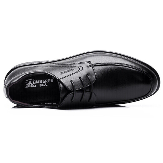 Strongman JD12602 Simples y livianos negocios de cuero formal de cuero de cuero negro 42