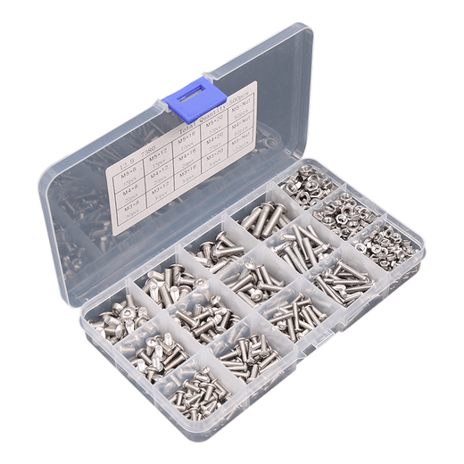 Guanggan 304 stainless steel hexagon socket flat head screws and nuts set 500 pieces M3M4M5 countersunk head screws mixed household wall switch home appliance screws hexagon socket screws and nuts set 500 pieces