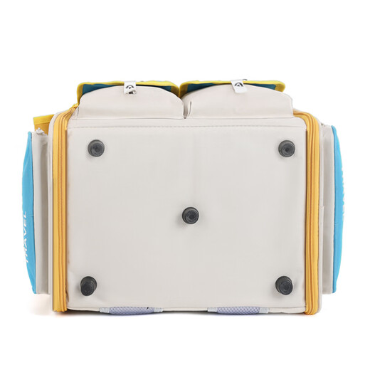 新款双肩猫包外出包便携大号款宠物包太空舱宠物狗双肩包宠物用品 1004-米白蓝