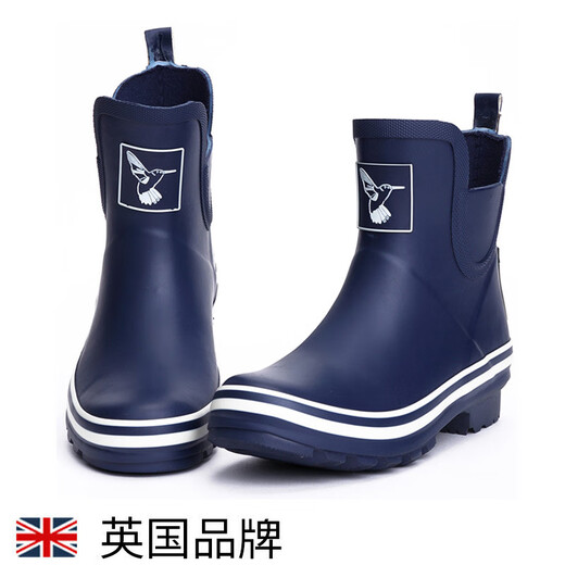 Evercreatures英国雨鞋女雨靴成人防滑防水鞋橡胶水靴蓝色切尔西雨鞋短筒 女款 蓝色低帮12BLU 35(UK2)