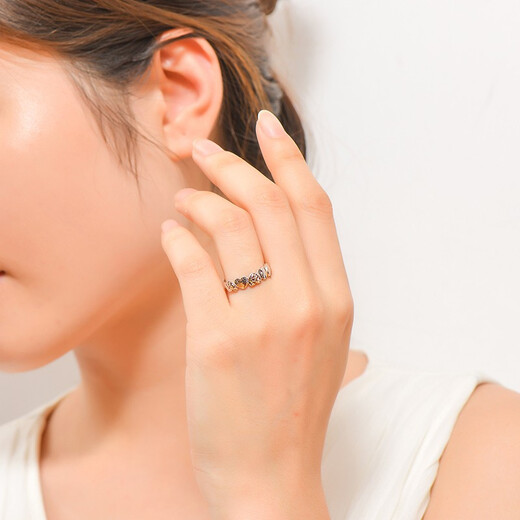 Yuan Shengfu's new PT950 fashionable heart-shaped platinum ring, women's platinum ring, adjustable, live and shiny, 2.55g