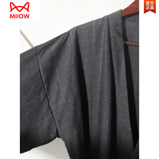 Catman (Miiow) Sommer Herren reines Baumwoll Yukata mittelgroßer japanischer Nachthemd Strickjacke Bademant