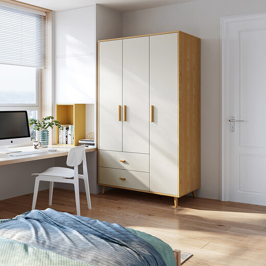 Lin's Home Original Lin's Wood Wardrobe Bedroom Simple Modern Wardrobe Wooden Three-Door Wardrobe JC21D Three-Door Wardrobe 1.2 Meters