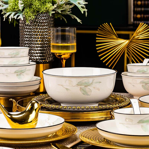 Haoya 78-head dishware set Chinese-style Jingdezhen tableware set gift box ceramic housewarming wedding gift the meaning of spring The meaning of spring 78-head