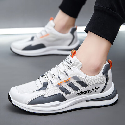 Brand broken-size men's shoes sports shoes 2025 spring and summer new casual shoes mesh breathable running shoes casual shoes ad6628-black and red leather waterproof model 41
