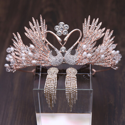 Crown tiara adult crown bride crown tiara 2020 new style atmospheric princess crown wedding dress accessories three-piece set silver crown three-piece set needle style free veil