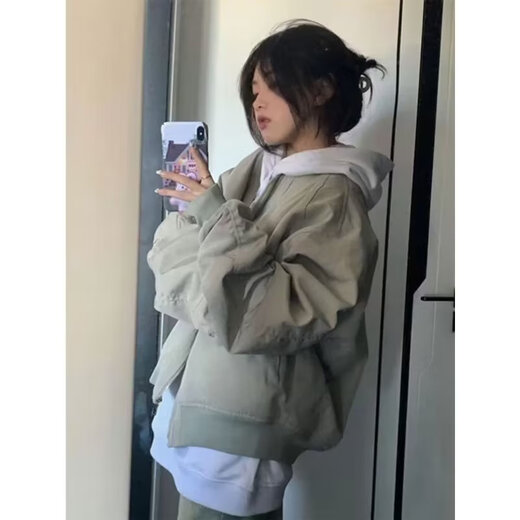 简方位POU复古港风夹克男潮牌青少年学生校园痞帅薄款外套情侣上衣服男 ltt-7374灰色 M