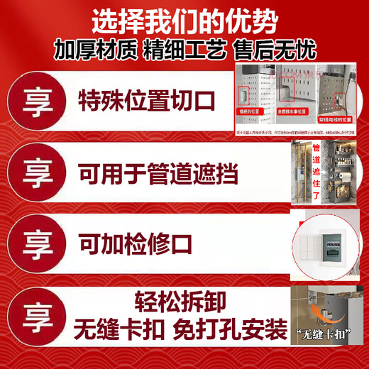 L AMAVO gas water heater shielding cover without punching gas pipe storage rack to hide ugly decorative wall-mounted furnace hole shielding plate customized - gun gray Contact customer service Upgraded removable hole-free dustproof