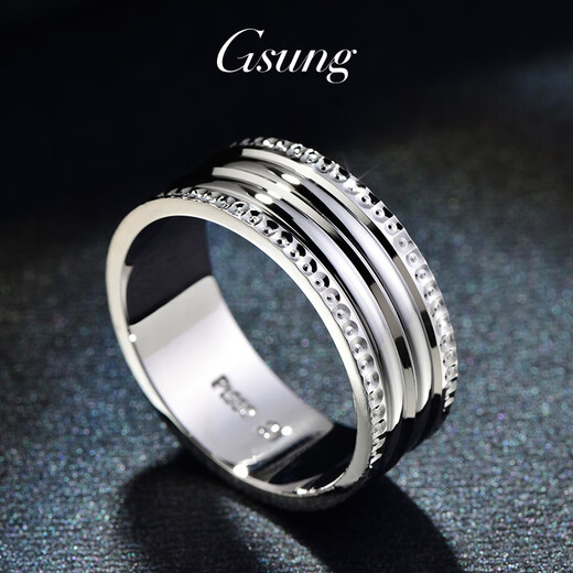 GsunG platinum ring men's PT950 couple ring platinum women's ring new curved platinum ring fashionable and shiny size 19-22 about 11-13 grams wide about 8mm customized