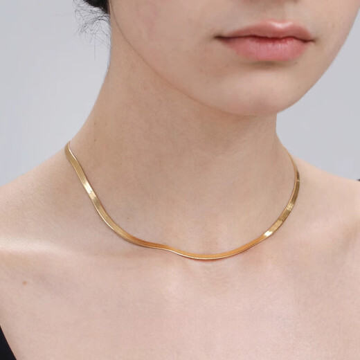 Fat Donglai's same style 18k gold necklace snake bone chain Qin Lan's same style Italian blade snake bone commuting versatile plated lock gold blade snake bone chain length 35+10cm