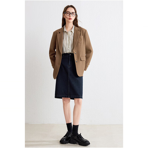 Betu women's autumn new suit twill texture college style suit jacket women 2409T69 Amber M