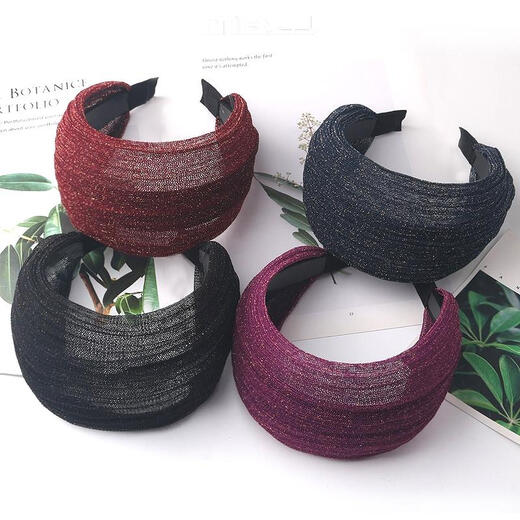 Tongrubi wide-brimmed headband to cover white hair, toothed anti-slip headband, high-end, simple hairpin, face wash, hair tie, burgundy crystal gauze headband