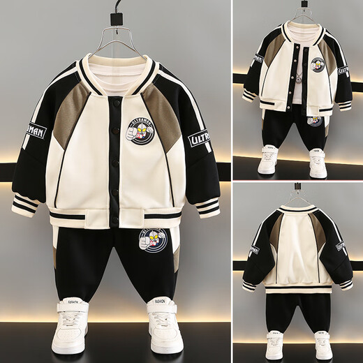 Cool Sheep Ultraman Clothes Boys Autumn Baseball Uniform Set 2025 New Handsome Boy Spring and Autumn Trendy Cool Sports Jacket Red Jacket + Pants 100