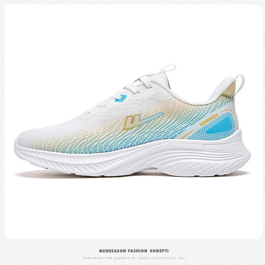 Chaussures pour hommes guerriers, chaussures de sport, chaussures en maille de printemps et d'été, chaussures de course absorbant les chocs pour les mousses pour hommes, chaussures à tendance décontractées légères à la mode, bleu orange blanc pour hommes 1289 44