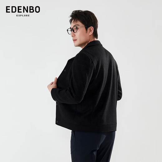 Attenborough shopping mall same style men's work jacket spring style suit collar casual plus fleece warm knitted jacket black L 170