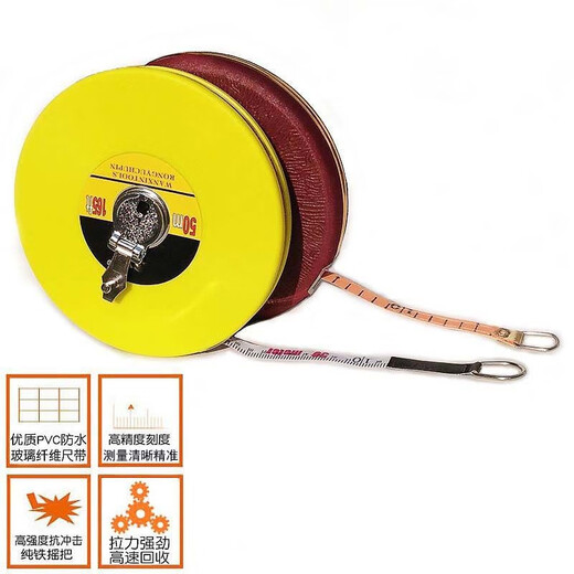 Maoyuantai 10m 20m 30m 50m 100m linen ruler construction site measurement cloth tape measure fiber ruler meter ruler durable linen ruler 50M