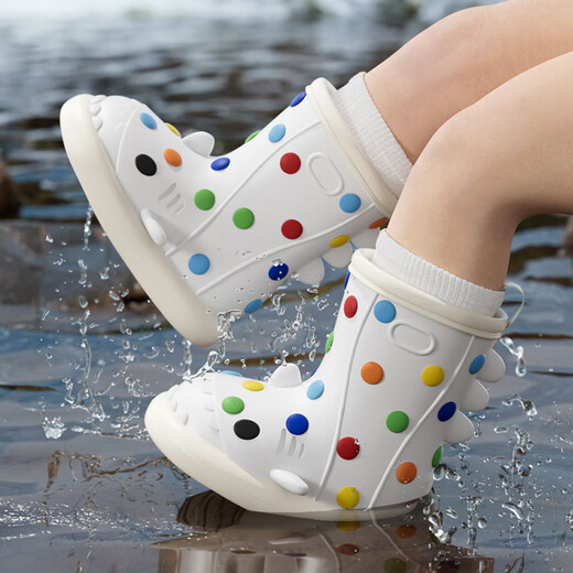 
SEVEN ONLY OLINE second-generation rainbow bean shark children's rain boots girls anti-slip infant baby rain boots girls water shoes blue 15 0 inner length 15cm [foot length about 14.5 wear]