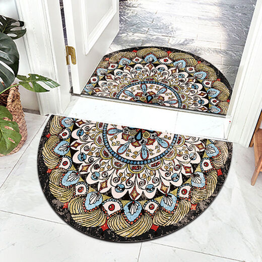 Ruiba halbrunde Türmatten und Fußmatten im europäischen Stil für den Ein- und Ausgang, rutschfeste Schlafzimmertür-Fußmatten für das Arbeitszimmer, Foyermatten, Eingangshalle im europäischen Stil, Halbkreis-01 Paar 45 * 90 cm Halbkreis
