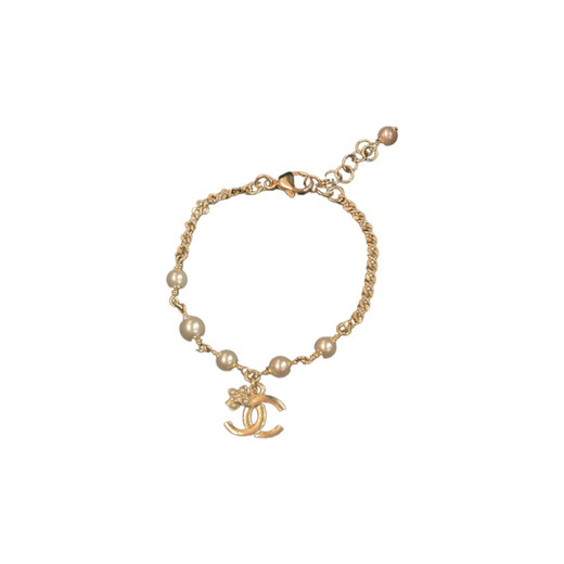 Chanel (Chanel) 23k Camellia Pearl Bracelet Women's Gold Gold F