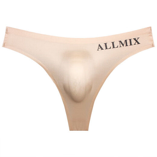 Le Jin [Jin equals 0.5 kg] Wei ultra-thin ice silk sports fitness single thong men's one-piece T transparent sexy low waist markless men's underwear pearlescent jean silk letters men's 3 packs M