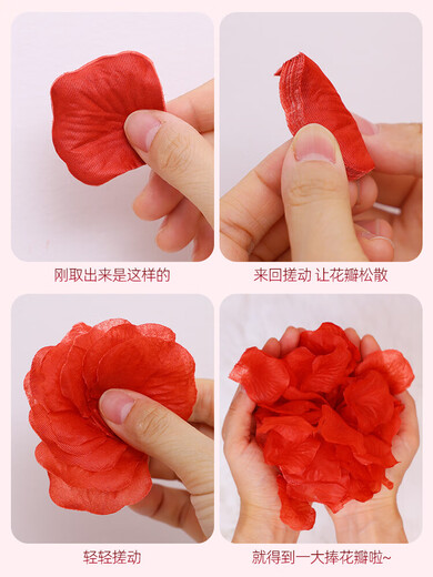 Xikile simulated rose petals wedding confession decoration proposal romantic atmosphere wedding room decoration Valentine's Day proposal supplies white and red mixed petals 1200 pieces (non-woven fabric)