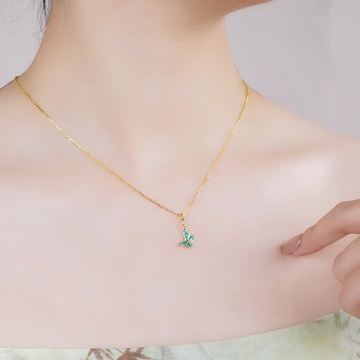 Zokai yellow 18K gold pendant butterfly necklace enamel necklace Chinese style birthday gift D11277