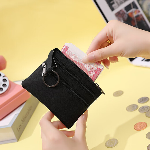 Jiemo monedas billetera de mujeres lienzo a mano sosteniendo una bolsa pequeña estudiante de mini billetera bolsita de billetera