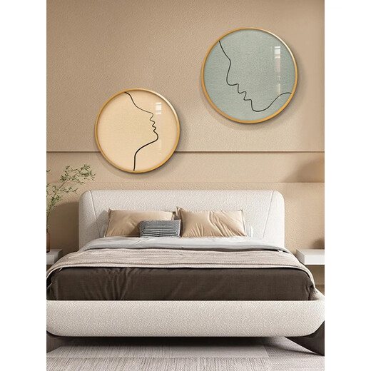 XMSJ Wasabi Style Dekoration Malerei Sinn Schlafzimmer Weichdekoration Hauptschlafzimmer Nachtter Hintergrund Wand Hanging Malerei Abstraktes Kunstraum Wandbild ZSH14666-Twilight-Herz mit dem Außenrahmen Durchmesser 40 cm + Durchmesser 50 cm x kreisförmige Form