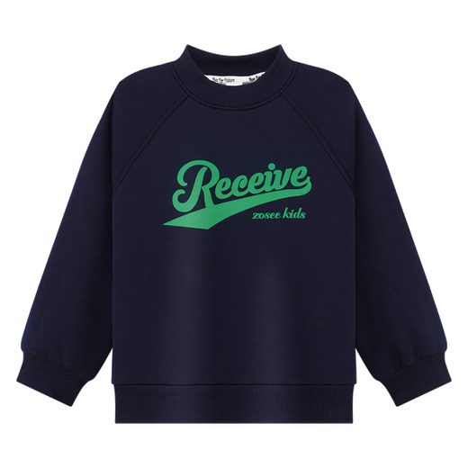 Zuoxi boys' velvet thickened sweatshirt winter 2025 new children's top long-sleeved winter wear warm navy blue 140