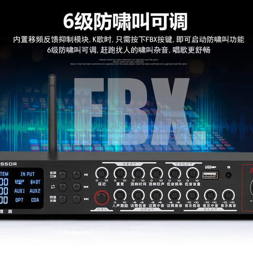 MICGRS professional pre-amp effector with wireless microphone engineering box conference home ktv singing amplifier 5.1 amplifier home theater anti-howling equalization adjustment audio processing EX20M