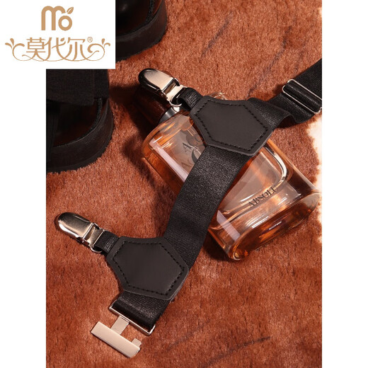 Modal non-slip sock clip with leg ring garter belt European and American trendy formal wear unisex metal clip shirt black and white stockings 1 pair of black sock clip classic frosted