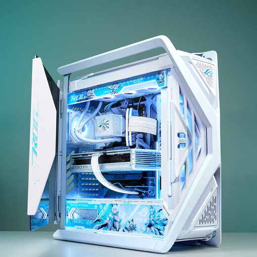 ASUS AMD Ryzen R7 9800X3D 5090D 5080 graphics card ROG family barrel pure white Genesis gaming desktop overclocking e-sports AI host DIY assembly computer complete R7 9800X3D+RTX5080 configuration three