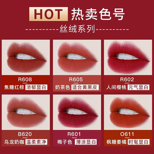 珂拉琪空气唇女唇丝绒雾面哑光柔雾口红唇泥女显 B605肉桂蜜桃 R695微醺野莓