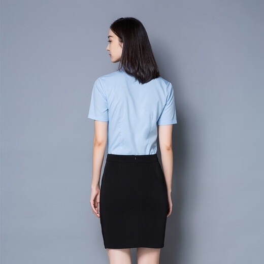 Summer slim short-sleeved women's white shirt for college students interview commuting professional formal suit button shirt 687 white XL